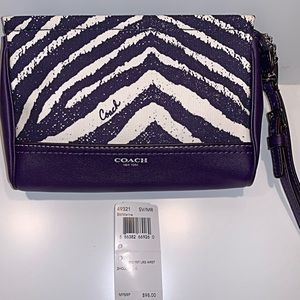 NWT Large Coach Zebra print wristlet
